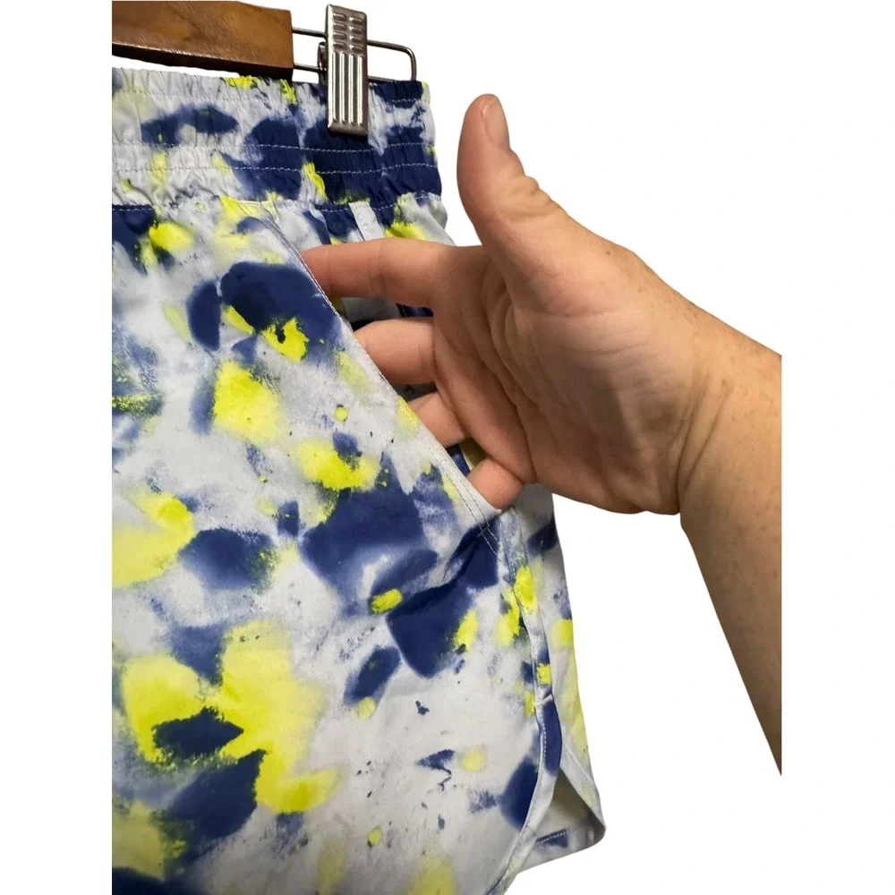 Athletic Works Running Shorts Womens S 4-6 Blue Yellow Excellent Tie Dye Pockets